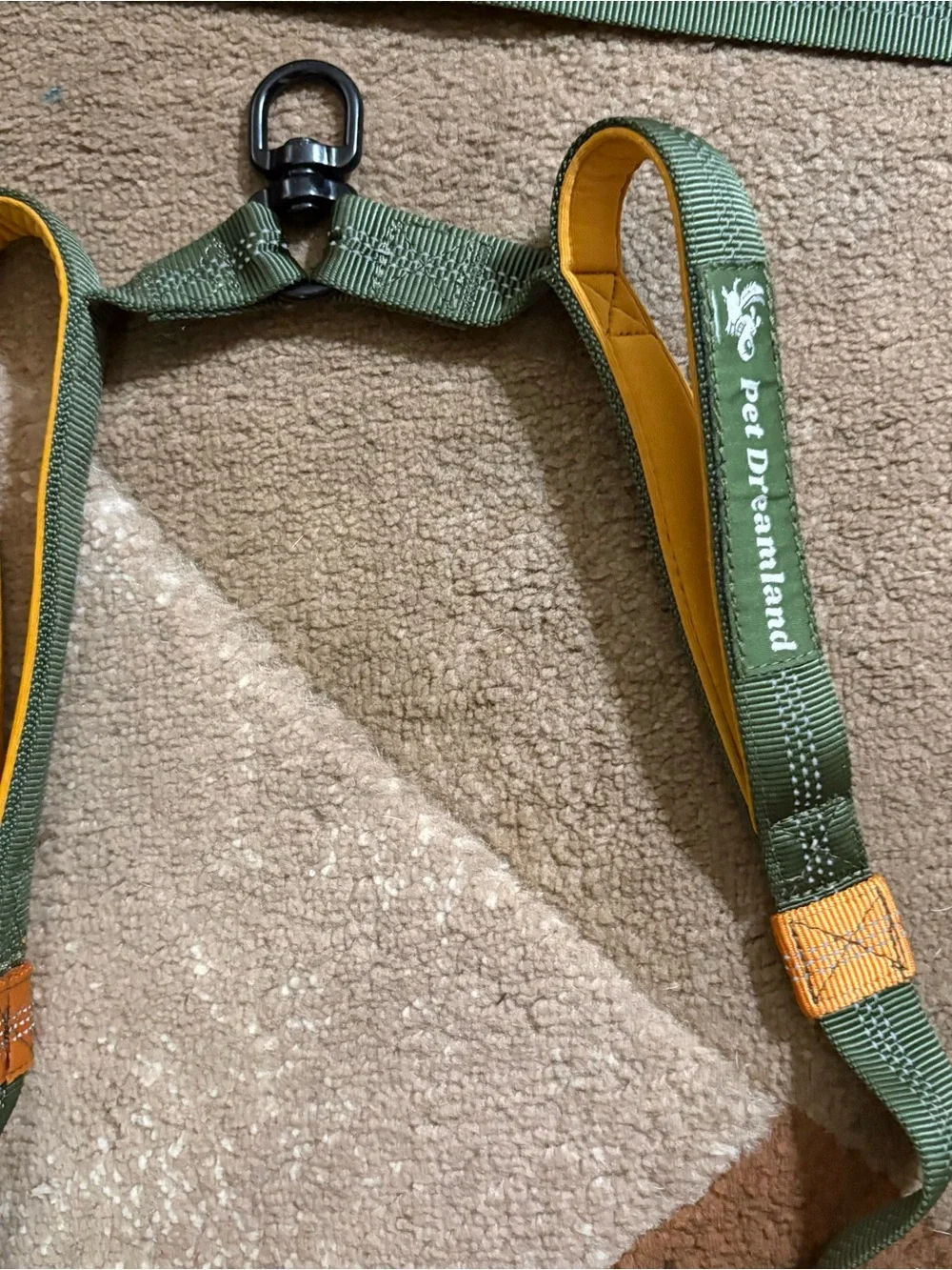 Olive Green & Orange Hands-Free Walk 2 Dogs Leash